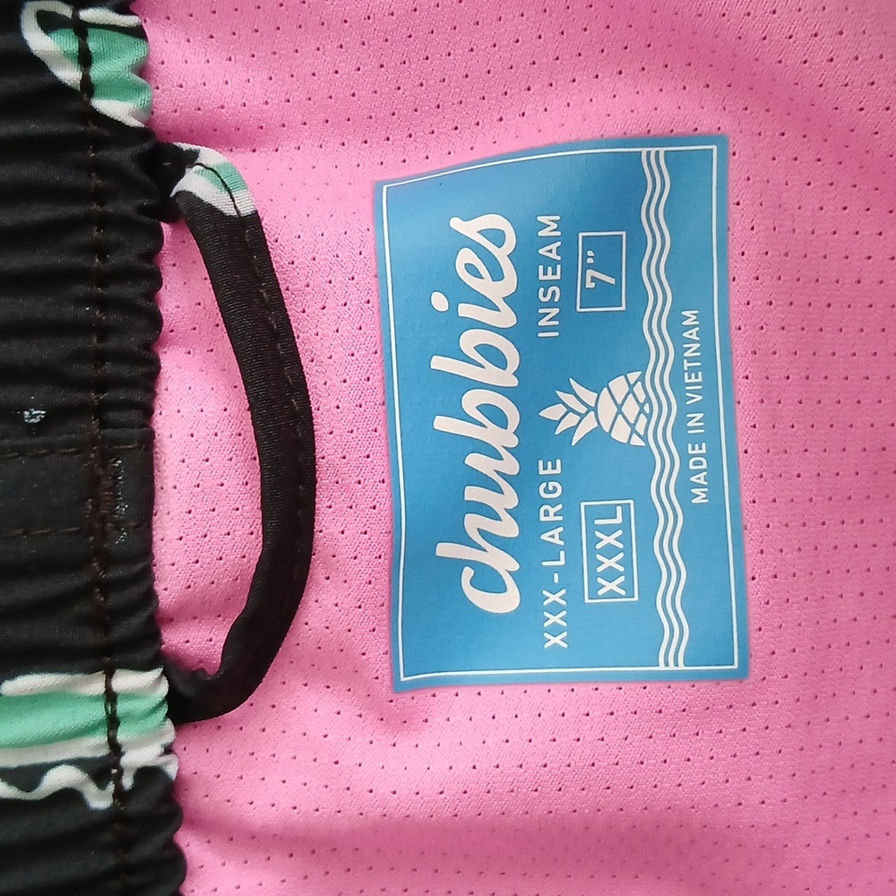 Chubbies Men's Black With Palm Tree Print Swim Trunks Size XXXL - Picture 6 of 6